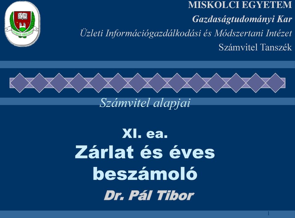 Módszertani Intézet Számvitel Tanszék