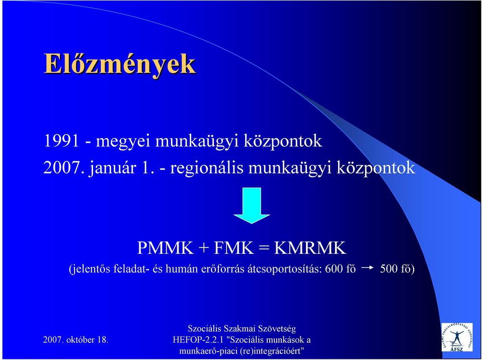 - regionális munkaügyi központok PMMK + FMK =