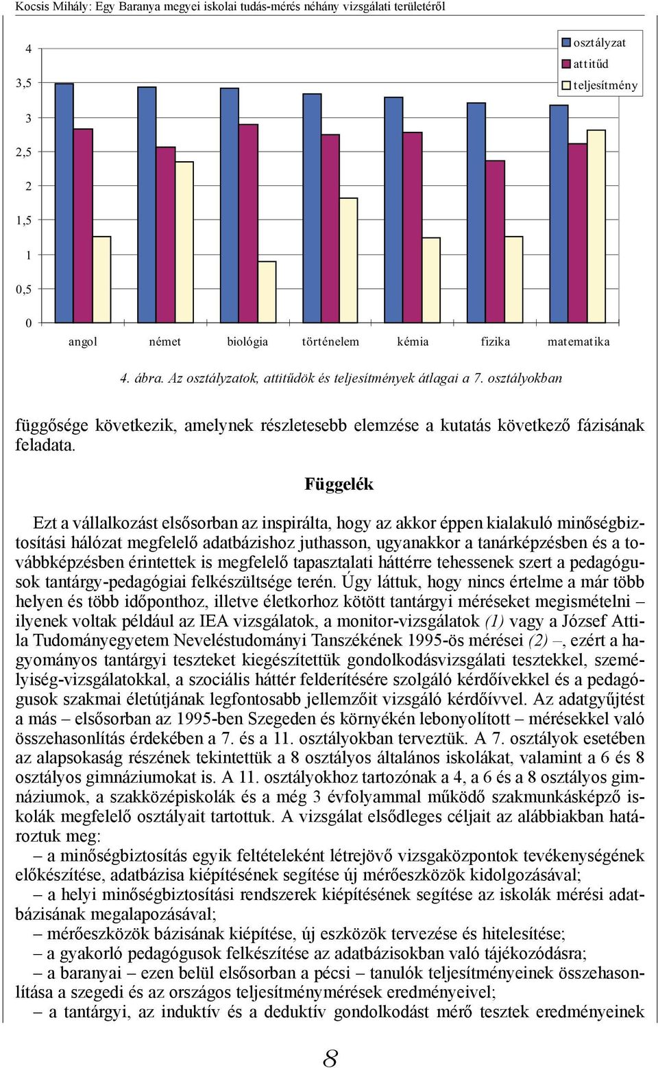 Függelék Ezt a vállalkozást elsősorban az inspirálta, hogy az akkor éppen kialakuló minőségbiztosítási hálózat megfelelő adatbázishoz juthasson, ugyanakkor a tanárképzésben és a továbbképzésben