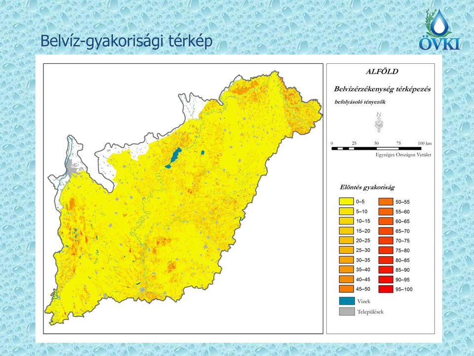 térképek segítségével készült belvíz gyakorisági térképet.