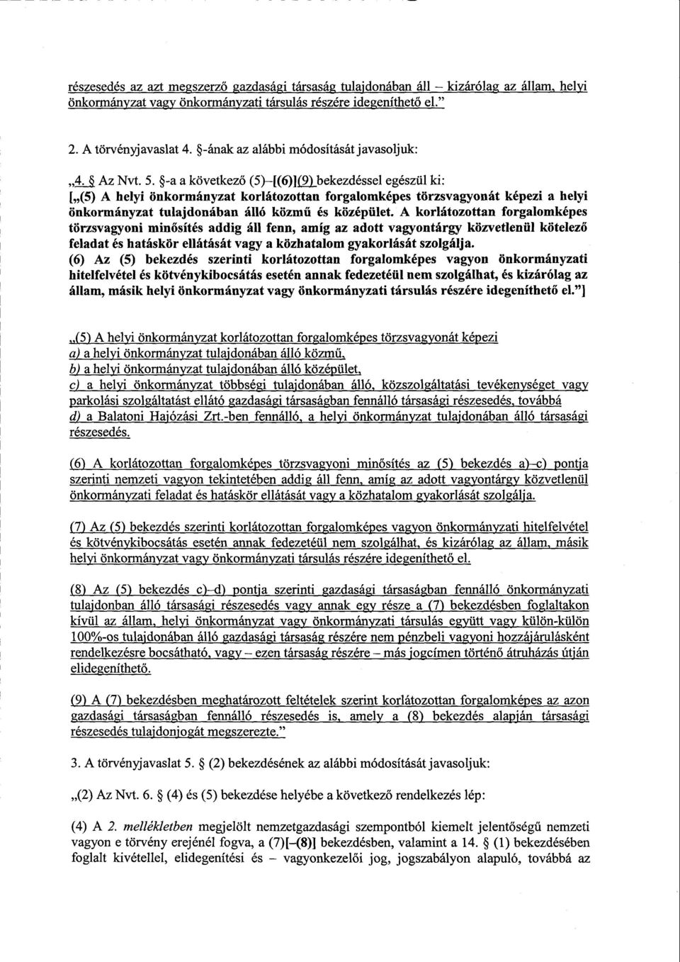 -a a következő (5) [(6)](9)bekezdéssel egészül ki : [ (5) A helyi önkormányzat korlátozottan forgalomképes törzsvagyonát képezi a helyi önkormányzat tulajdonában álló közm ű és középület.