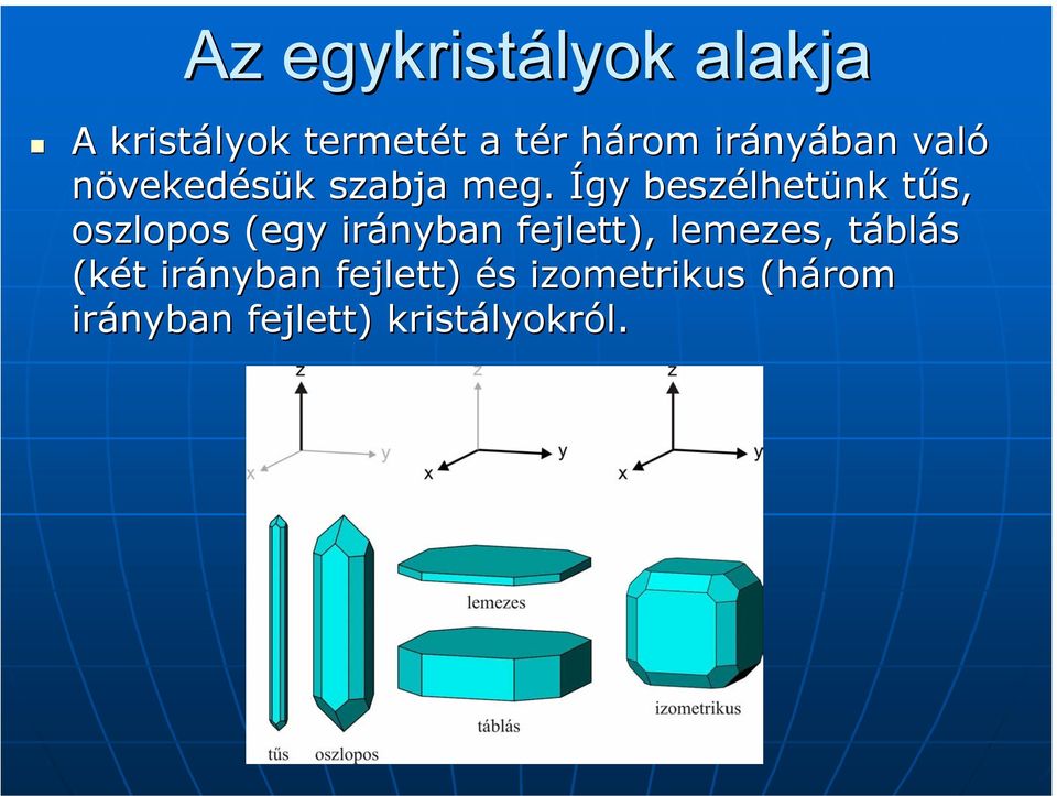 Így beszélhet lhetünk tűs, t oszlopos (egy irányban fejlett),