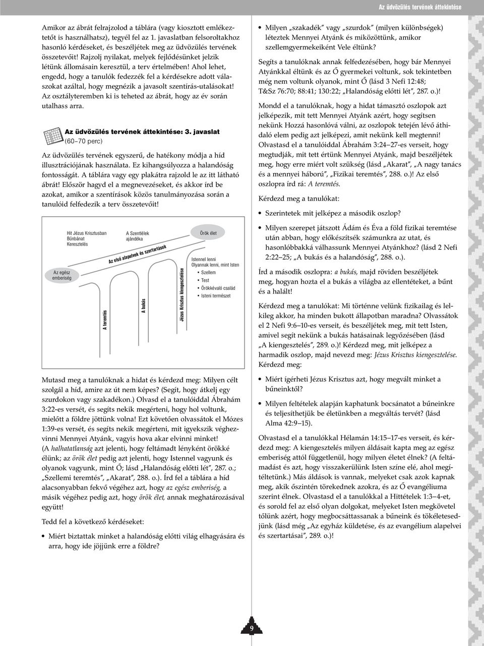Ahol lehet, engedd, hogy a tanulók fedezzék fel a kérdésekre adott válaszokat azáltal, hogy megnézik a javasolt szentírás-utalásokat!