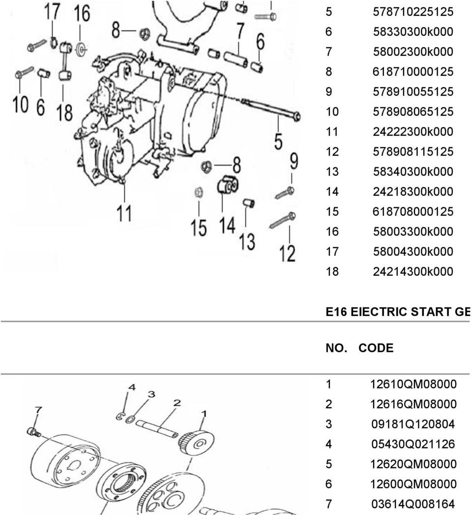 6870800025 6 58003300k000 7 58004300k000 8 2424300k000 E6 ElECTRIC START