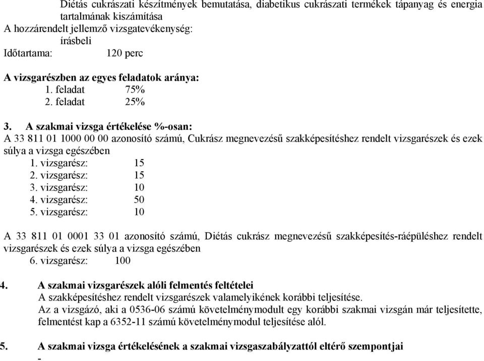 vizsgarész: 15 2. vizsgarész: 15 3. vizsgarész: 10 4. vizsgarész: 50 5.