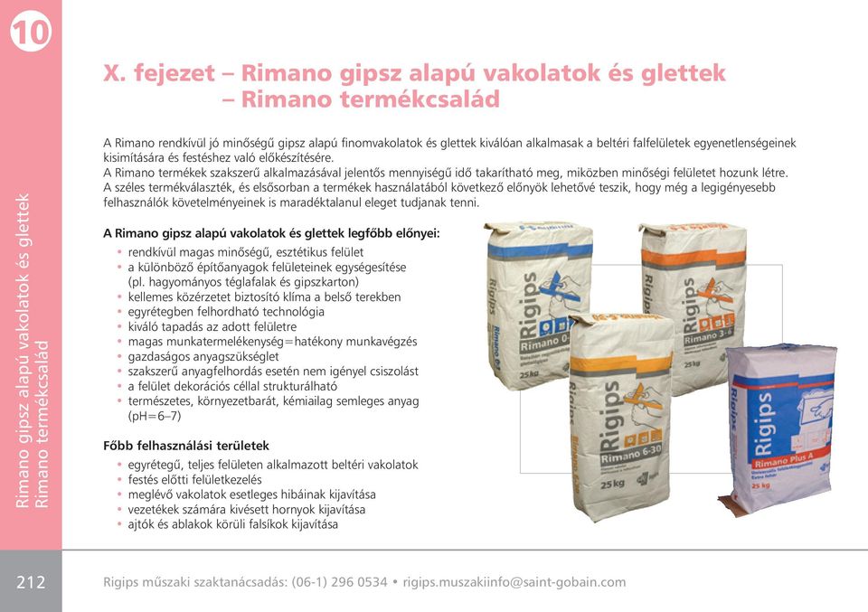X. fejezet Rimano gipsz alapú vakolatok és glettek Rimano termékcsalád -  PDF Ingyenes letöltés