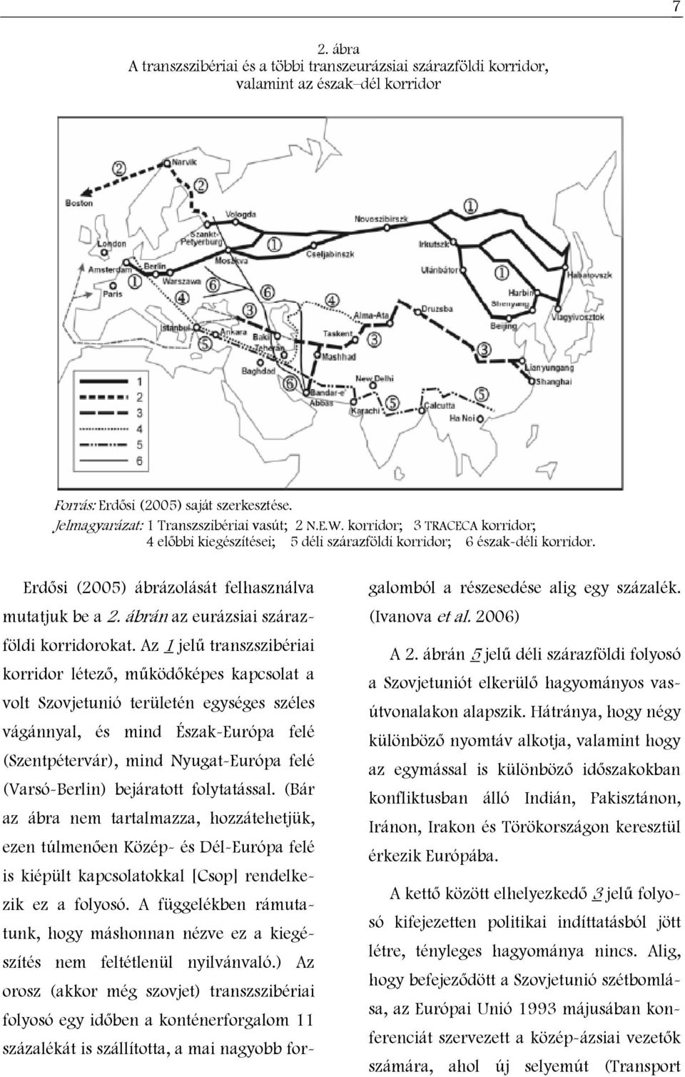 ábrán az eurázsiai szárazföldi korridorokat.