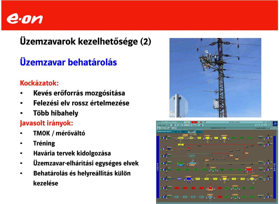 Javasolt irányok: TMOK / mérőváltó Tréning Havária tervek kidolgozása