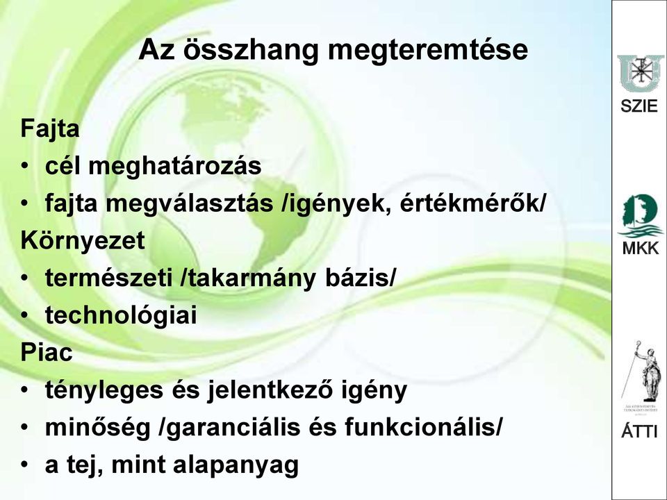 /takarmány bázis/ technológiai Piac tényleges és