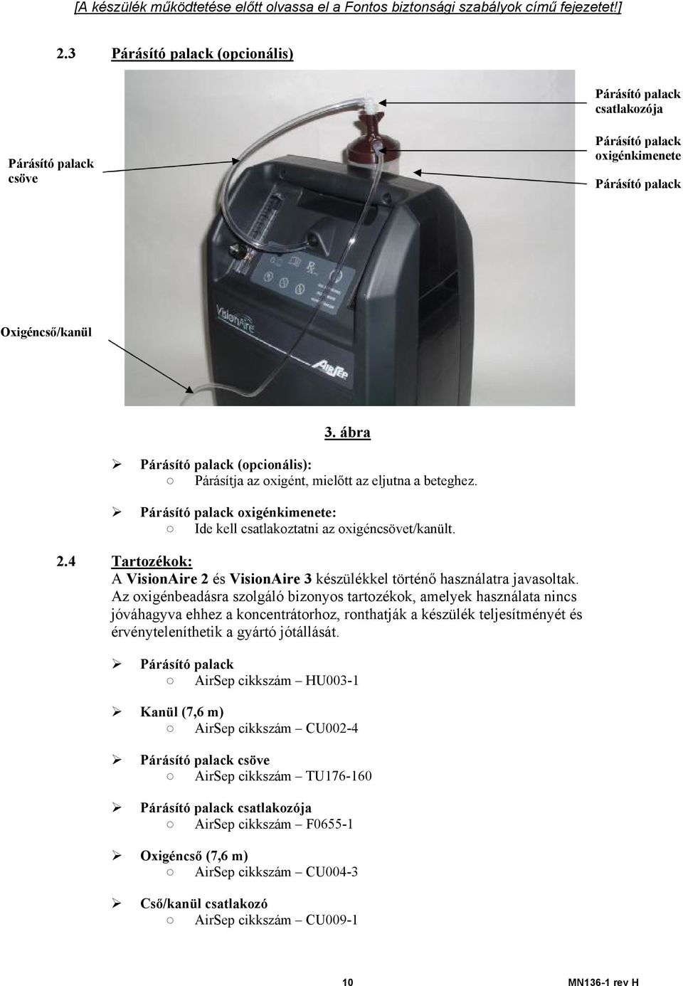 VisionAire Oxigénkoncentrátor Felhasználói kézikönyv a betegek számára -  PDF Free Download
