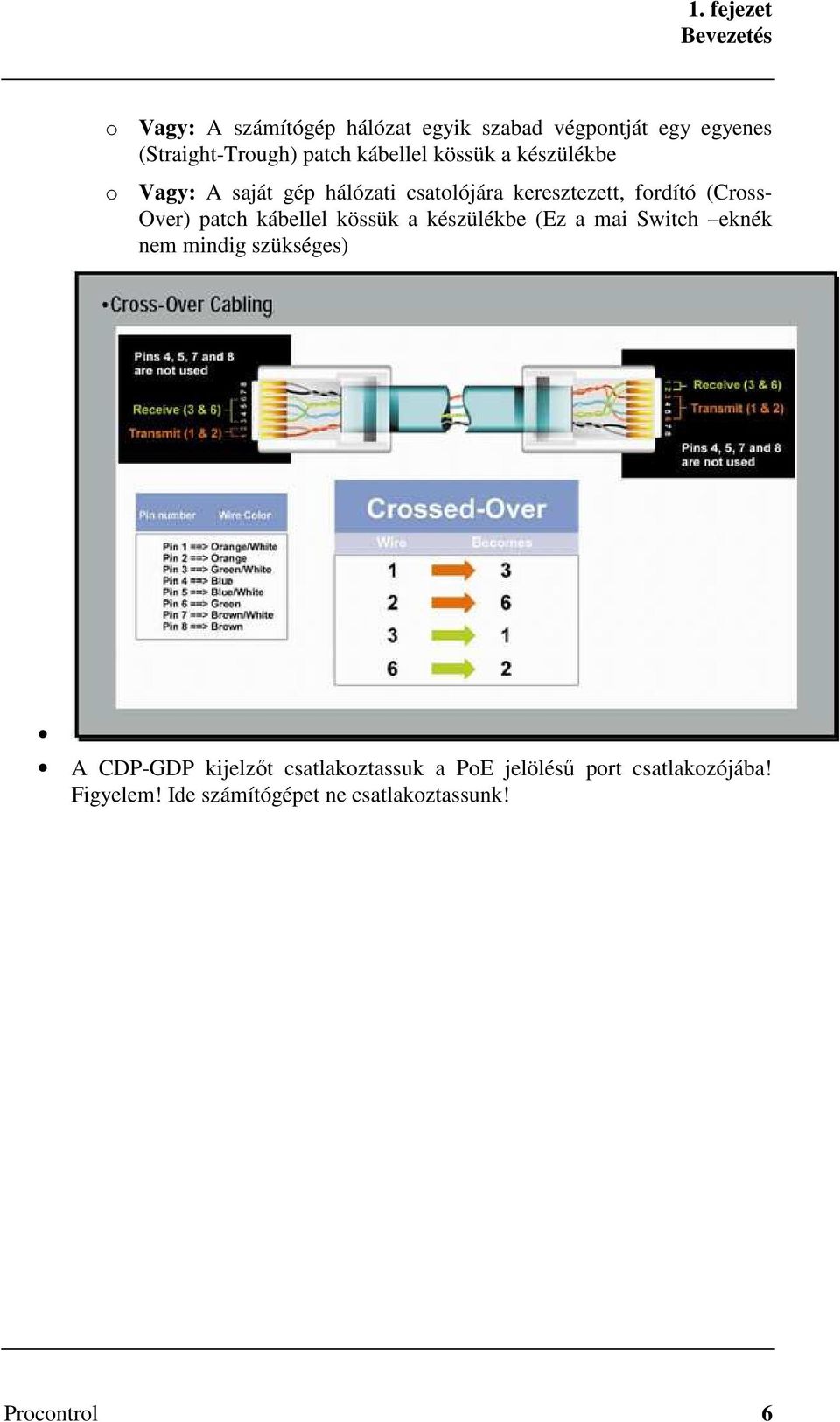 patch kábellel kössük a készülékbe (Ez a mai Switch eknék nem mindig szükséges) A CDP-GDP kijelzőt