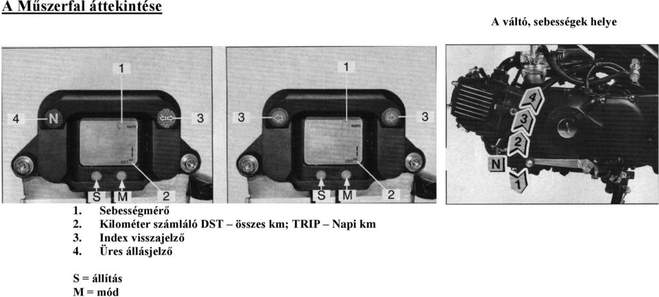 Kilométer számláló DST összes km; TRIP Napi