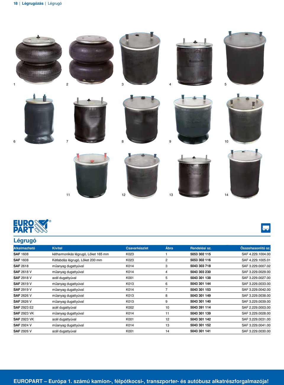02 SAF 2618 V műanyag dugattyúval K014 4 5043 303 230 SAF 3.229.0029.00 SAF 2918 V acél dugattyúval K001 5 5043 301 138 SAF 3.229.0027.00 SAF 2619 V műanyag dugattyúval K013 6 5043 301 144 SAF 3.229.0033.