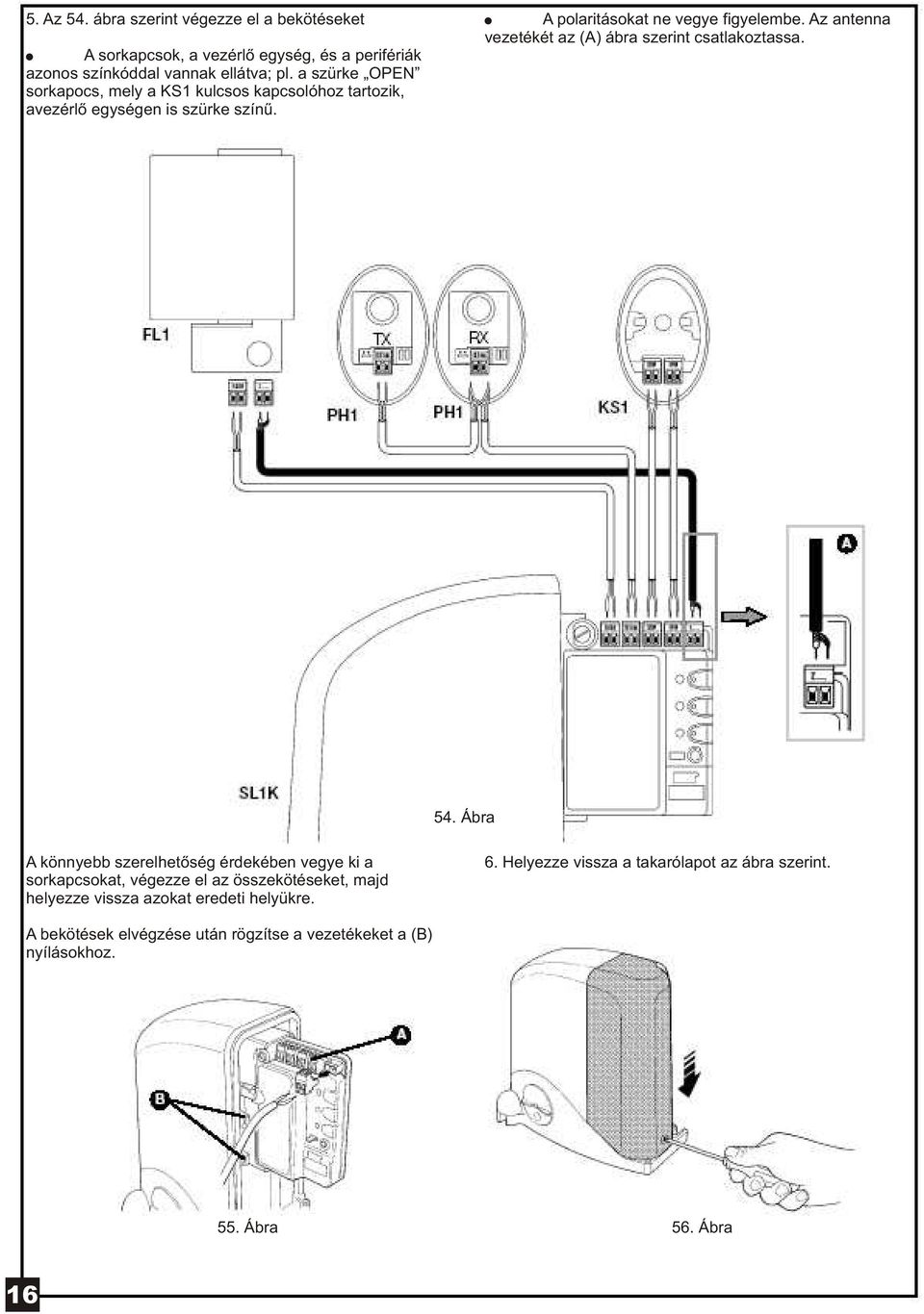 Az antenna vezetékét az (A) ábra szerint csatlakoztassa. 54.