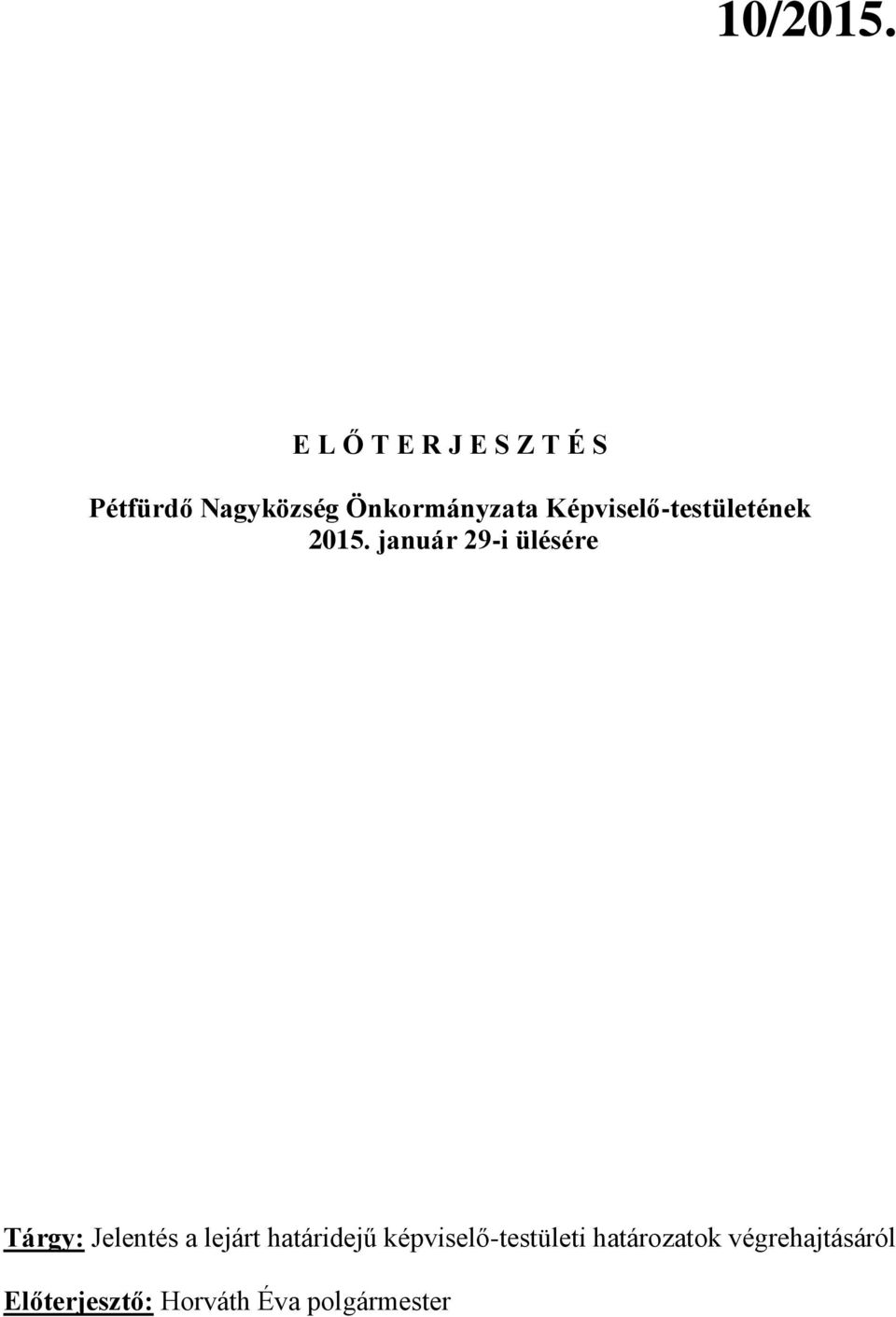 Képviselő-testületének 2015.