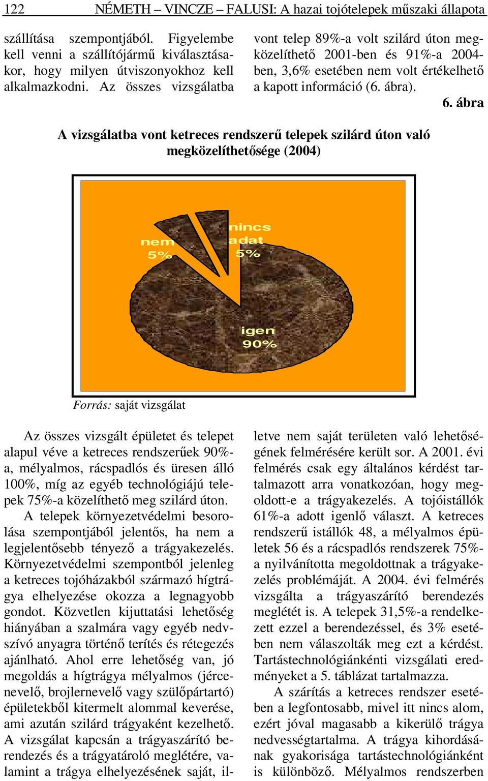 ábra A vizsgálatba vont ketreces rendszerű telepek szilárd úton való megközelíthetősége (2004) nem 5% nincs adat 5% igen 90% Az összes vizsgált épületet és telepet alapul véve a ketreces rendszerűek