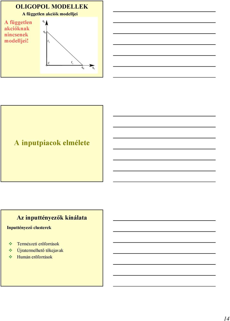 2 E f 2 C f 1 E 1 A inuiacok elmélee Az inuényezők