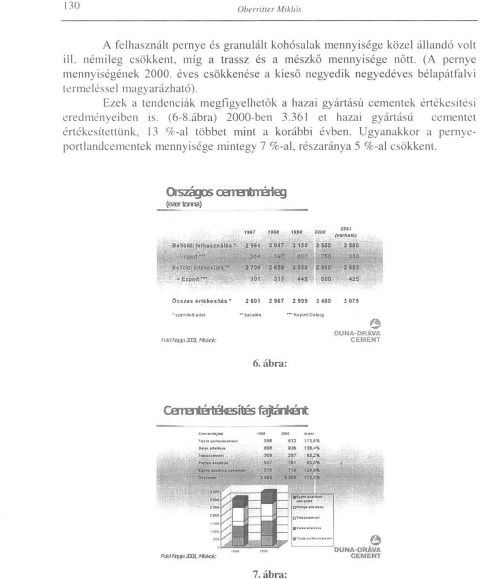 Ezek a tendenciák megfigyelhetők a hazai gyártású cementek értékesítési eredményeiben is. (6-8.ábra) 2000-ben 3.