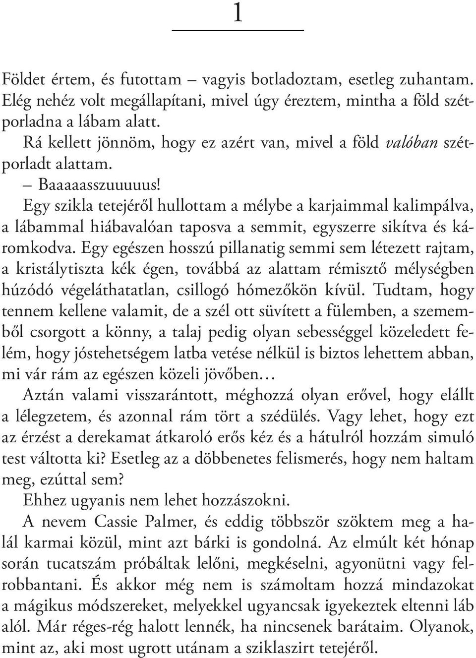 Egy szikla tetejéről hullottam a mélybe a karjaimmal kalimpálva, a lábammal hiábavalóan taposva a semmit, egyszerre sikítva és káromkodva.