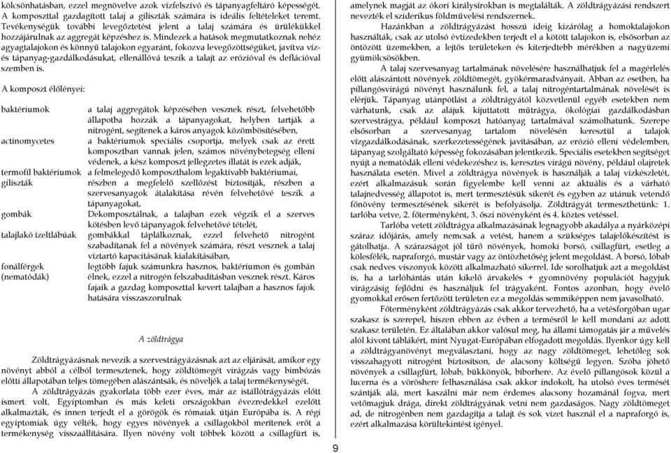 Mindezek a hatások megmutatkoznak nehéz agyagtalajokon és könnyű talajokon egyaránt, fokozva levegőzöttségüket, javítva vízés tápanyag-gazdálkodásukat, ellenállóvá teszik a talajt az erózióval és