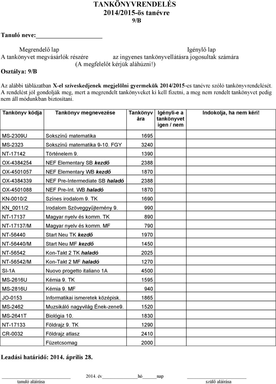 1390 OX-4384254 NEF Elementary SB kezdő 2388 OX-4501057 NEF Elementary WB kezdő 1870 OX-4384339 NEF Pre-Intermediate SB haladó 2388 OX-4501088 NEF Pre-Int. WB haladó 1870 KN-0010/2 Színes irodalom 9.