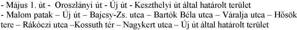 határolt terület - Malom patak Új út Bajcsy-Zs.