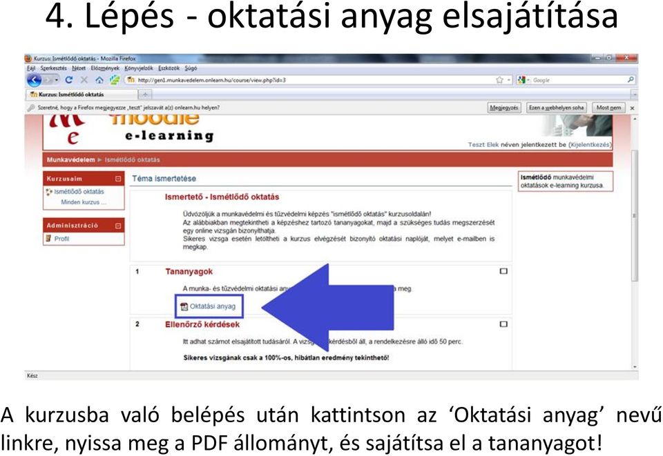 Oktatási anyag nevű linkre, nyissa meg a