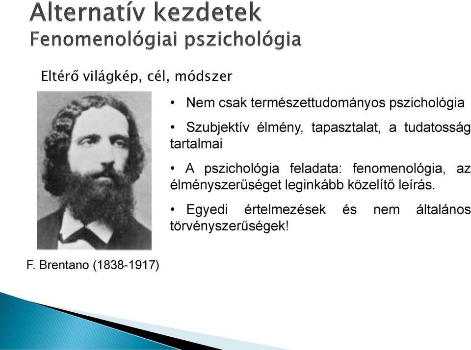 feladata: fenomenológia, az élményszerűséget leginkább közelítő leírás.