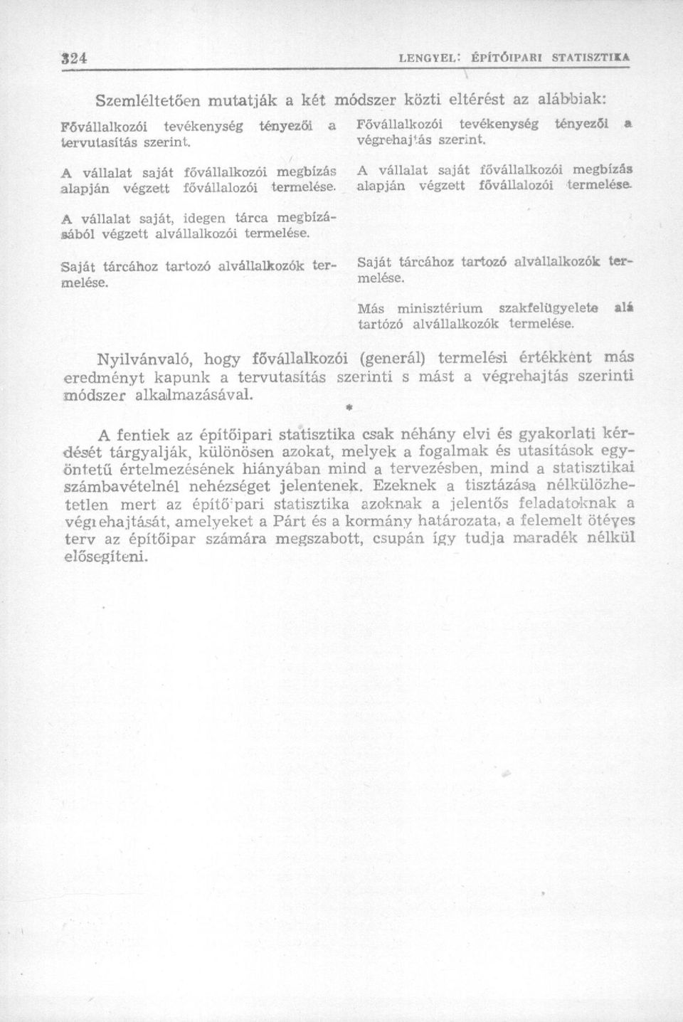 A vállalat saját fővállalkozói megbízás alapján végzett fővállalozói termelése- A vállalat saját, idegen tárca megbízásából végzett alvállalkozói termelése.