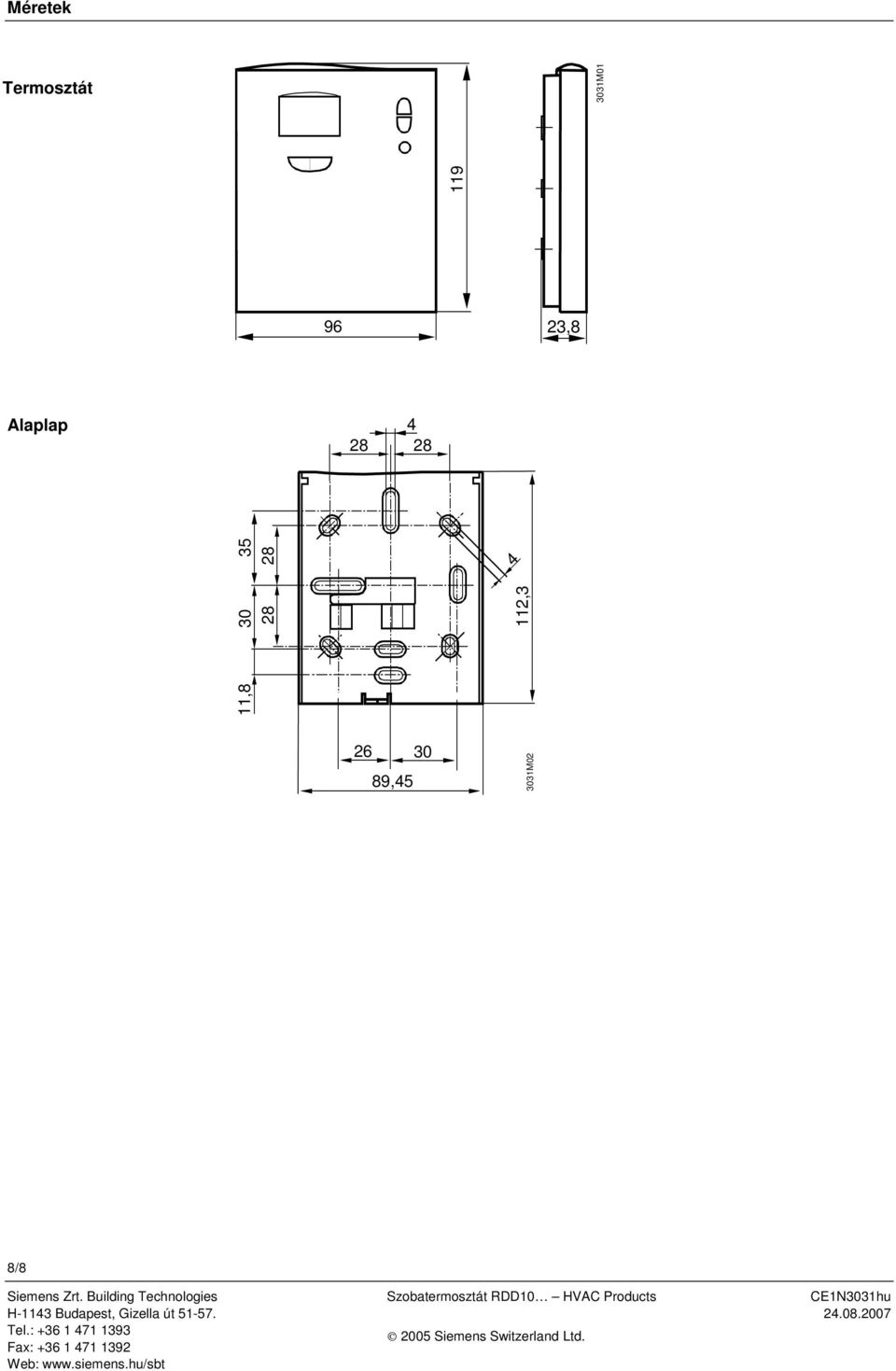 Szobatermosztát RDD10 HVAC Products CE1N3031hu H-1143 Budapest, Gizella