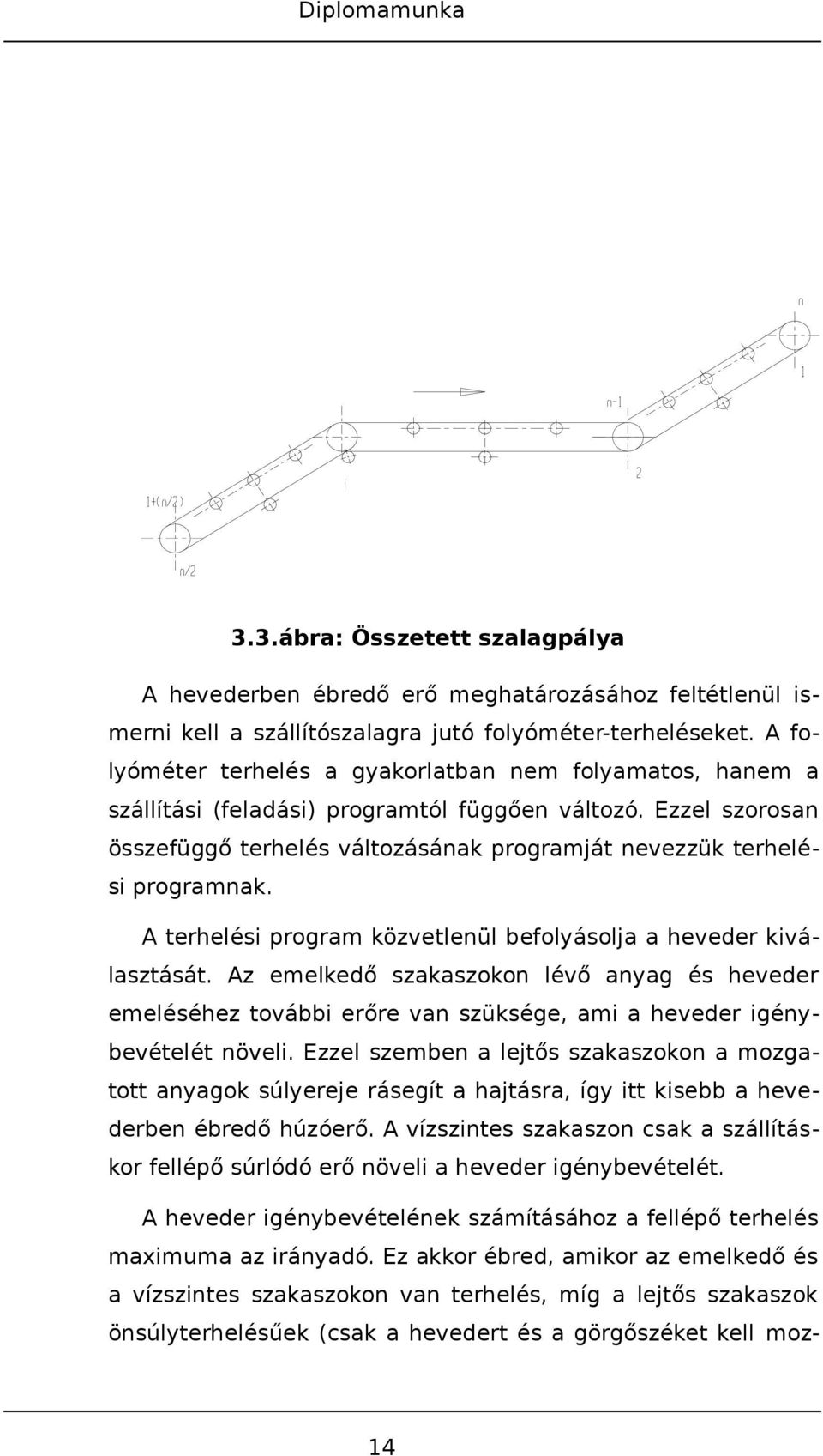 A terhelési program közvetlenül befolyásolja a heveder kiválasztását. Az emelkedő szakaszokon lévő anyag és heveder emeléséhez további erőre van szüksége, ami a heveder igénybevételét növeli.