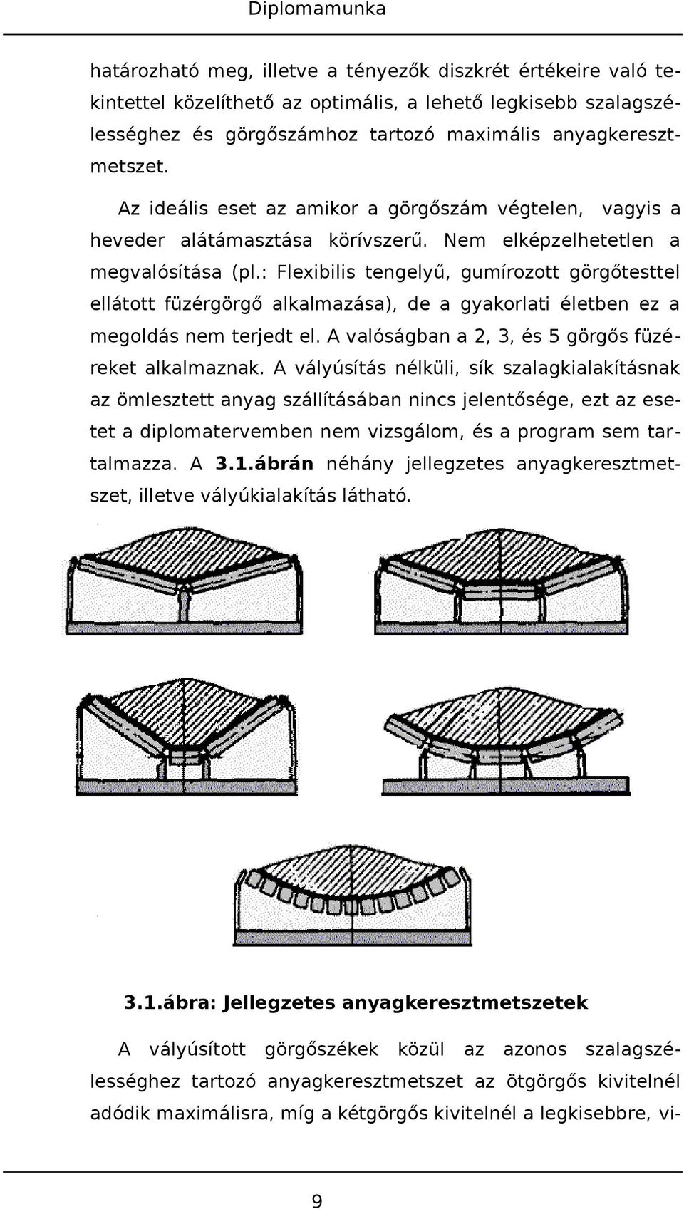 : Flexibilis tengelyű, gumírozott görgőtesttel ellátott füzérgörgő alkalmazása), de a gyakorlati életben ez a megoldás nem terjedt el. A valóságban a, 3, és 5 görgős füzéreket alkalmaznak.