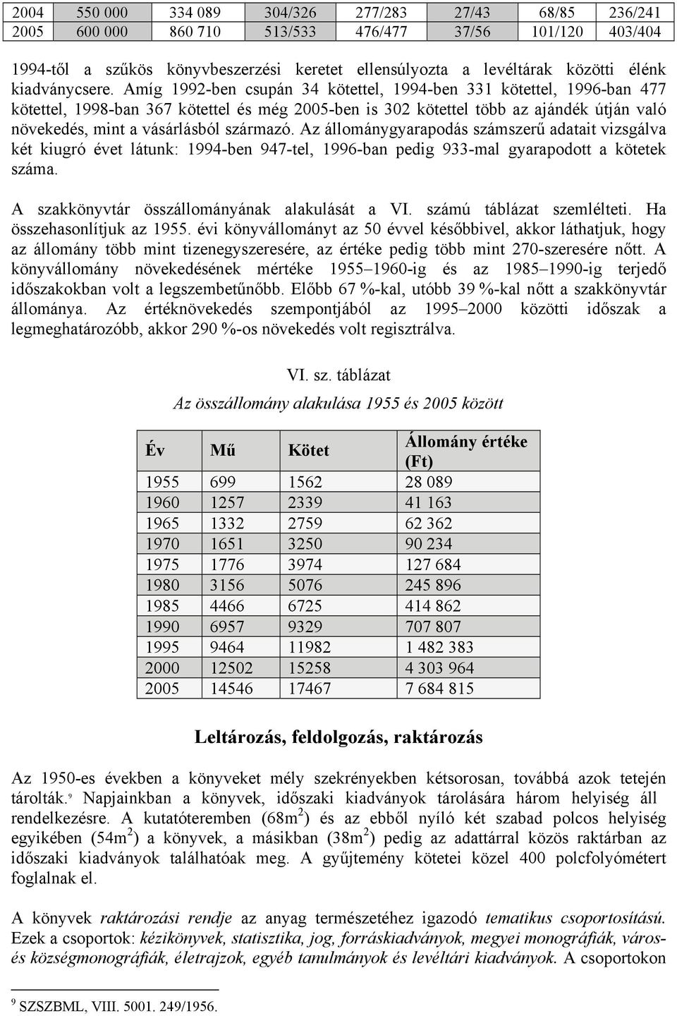 Amíg 1992-ben csupán 34 kötettel, 1994-ben 331 kötettel, 1996-ban 477 kötettel, 1998-ban 367 kötettel és még 2005-ben is 302 kötettel több az ajándék útján való növekedés, mint a vásárlásból származó.