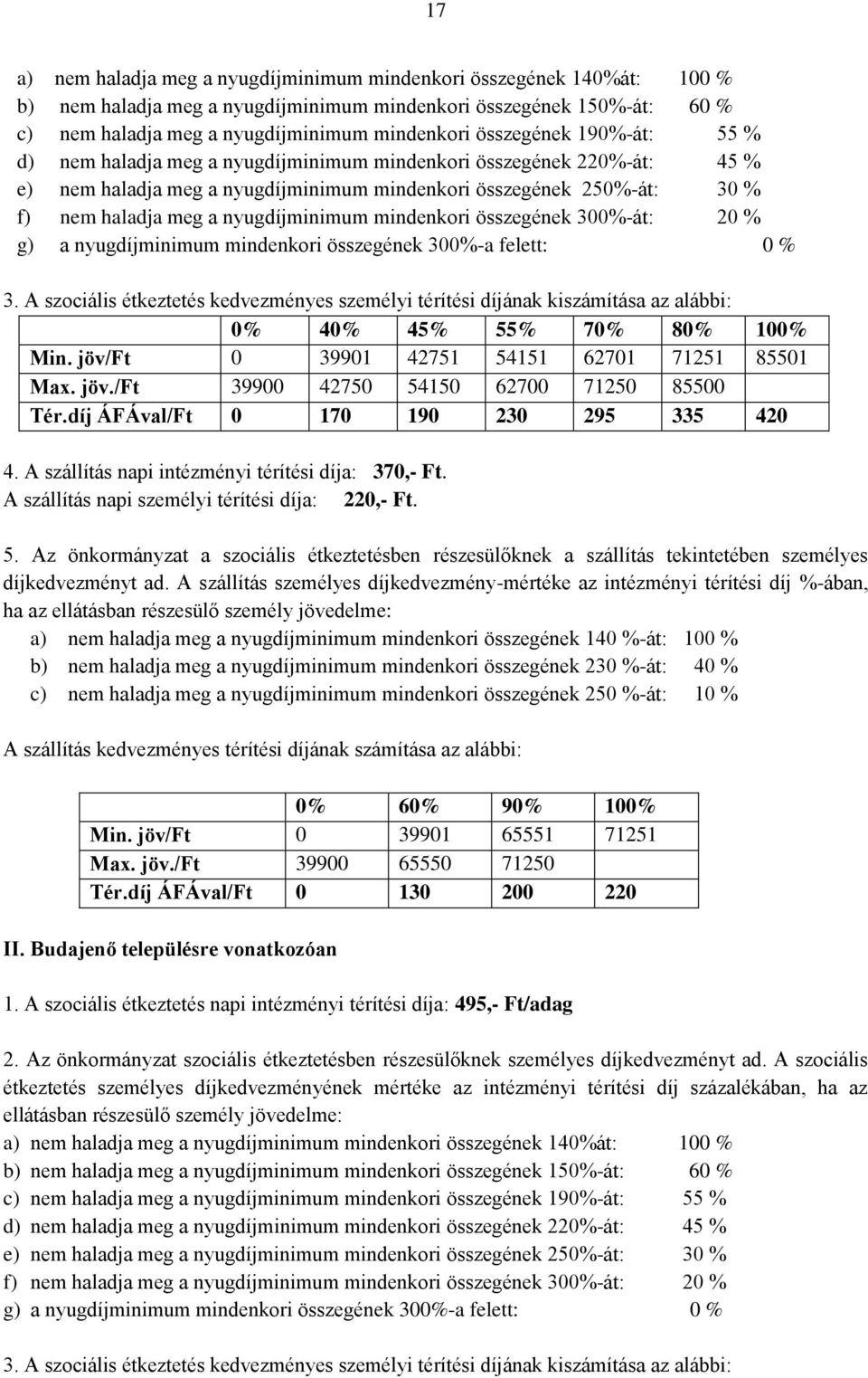 nyugdíjminimum mindenkori összegének 300%-át: 20 % g) a nyugdíjminimum mindenkori összegének 300%-a felett: 0 % 3.