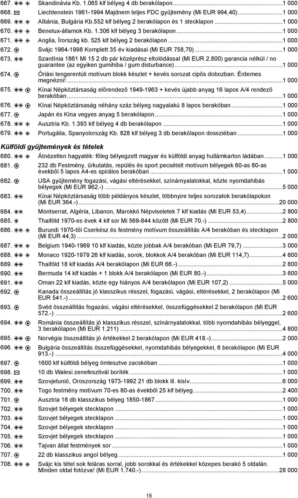 Svájc 1964-1998 Komplett 35 év kiadásai (Mi EUR 758,70)...1 000 673. Szardínia 1861 Mi 15 2 db pár középrész eltolódással (Mi EUR 2.