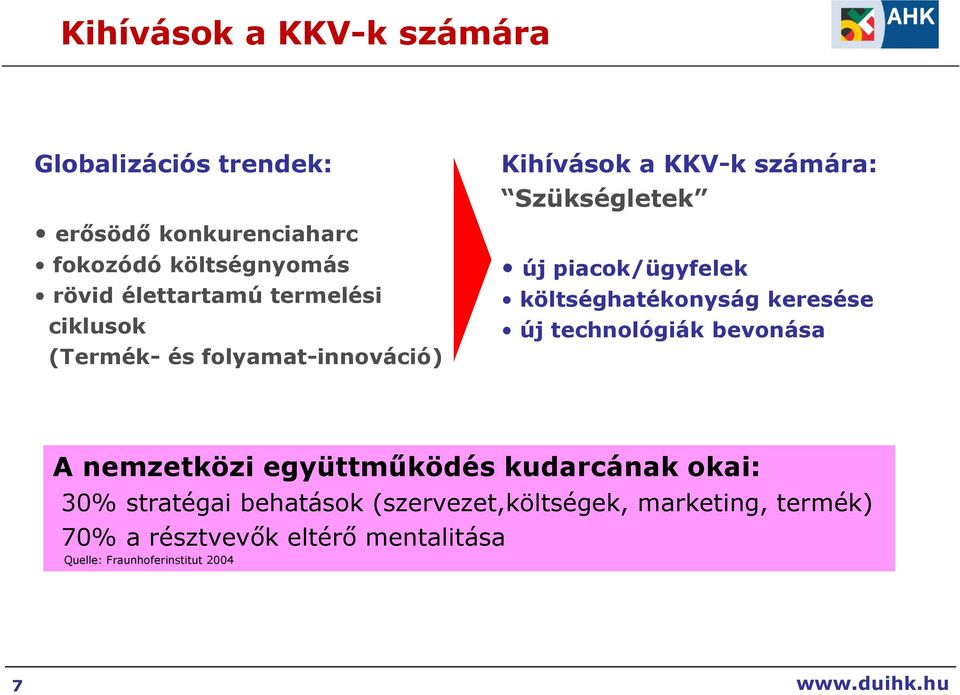költséghatékonyság keresése új technológiák bevonása A nemzetközi együttmőködés kudarcának okai: 30% stratégai