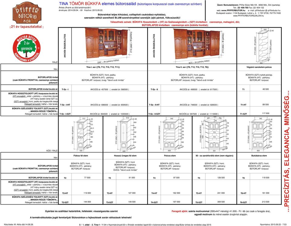 sor ((T, T12, T10, T12, T11)) Tina II. sor ((T, T12, T10, T12, T)) Végzáró sarokelem polcos BÜKKFA (SZT): front, padka. ; üveg: "fekvő ovál mintás" BÜKKFA (SZT): front, padka.