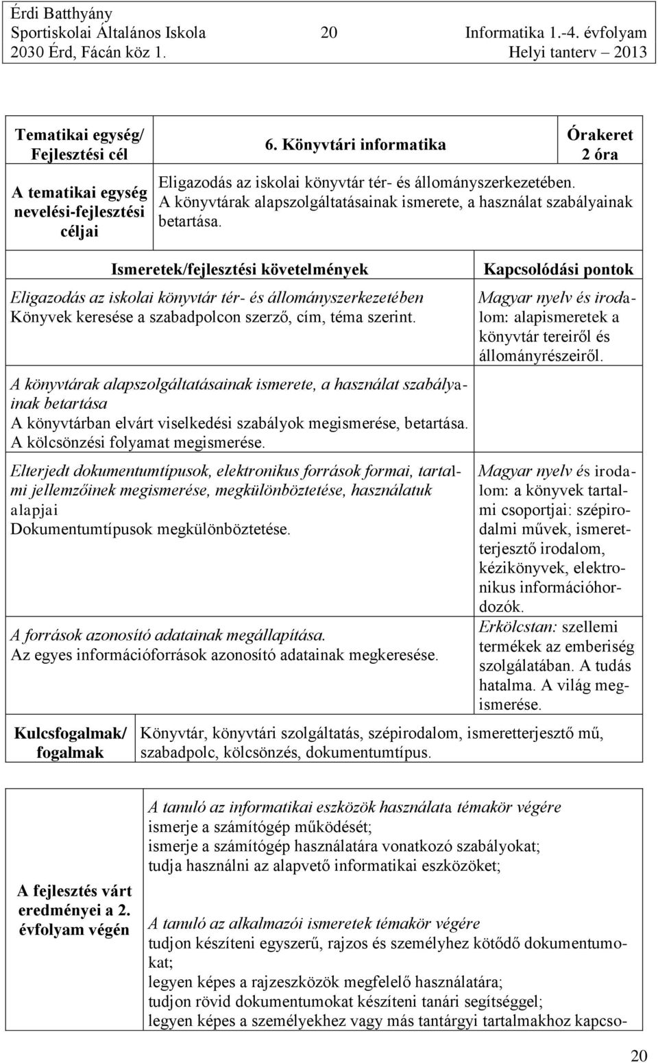 A könyvtárak alapszolgáltatásainak ismerete, a használat szabályainak betartása A könyvtárban elvárt viselkedési szabályok megismerése, betartása. A kölcsönzési folyamat megismerése.