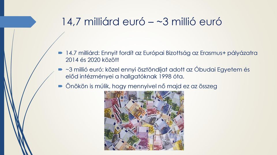 2014 és 2020 között ~3 millió euró: közel ennyi ösztöndíjat adott az