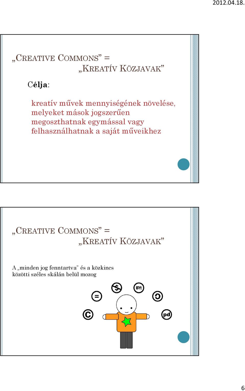 egymással vagy felhasználhatnak a saját mőveikhez CREATIVE COMMONS =