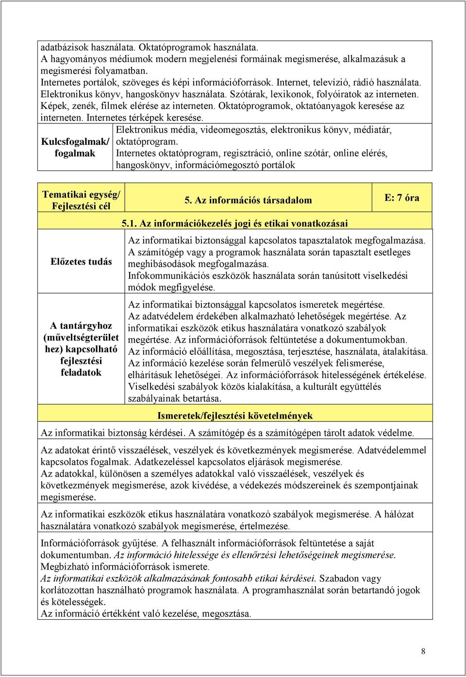 Képek, zenék, filmek elérése az interneten. Oktatóprogramok, oktatóanyagok keresése az interneten. Internetes térképek keresése.