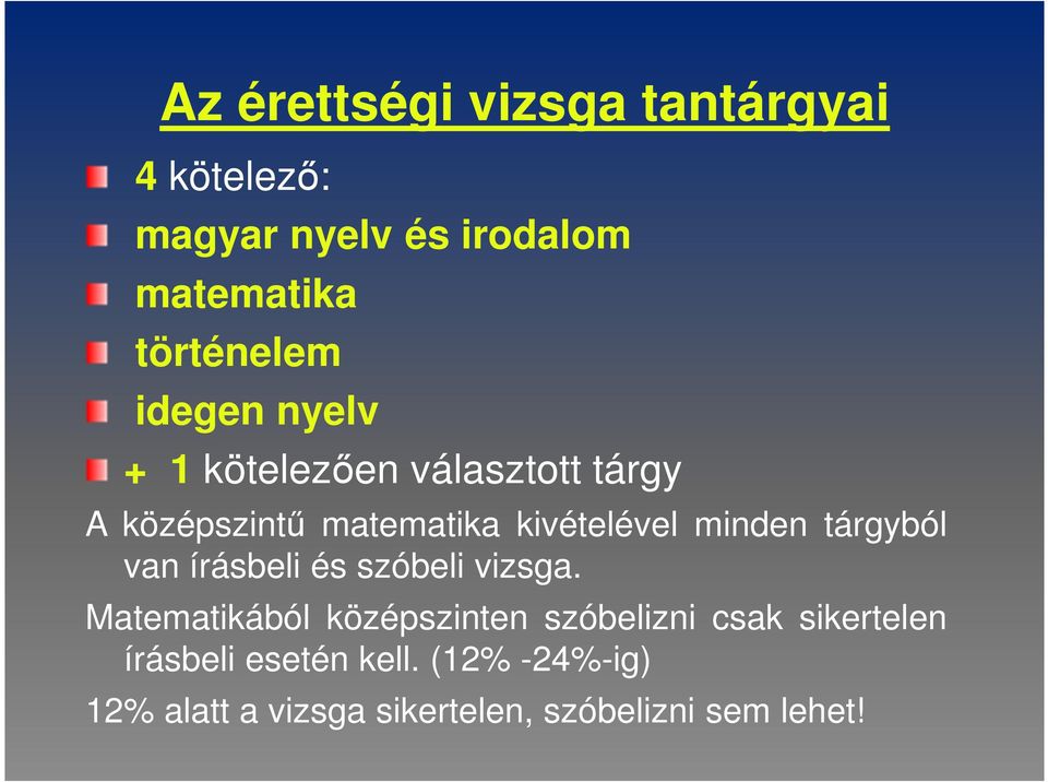 tárgyból van írásbeli és szóbeli vizsga.