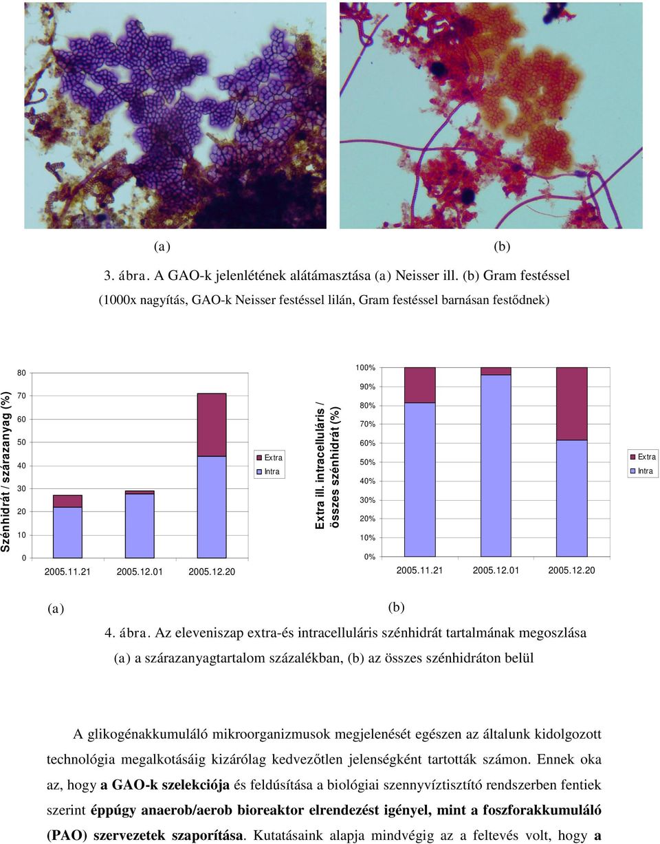 01 2005.12.20 Extra Intra Extra ill. intracelluláris / összes szénhidrát (%) 90% 80% 70% 60% 50% 40% 30% 20% 10% 0% 2005.11.21 2005.12.01 2005.12.20 Extra Intra (a) 4. ábra.