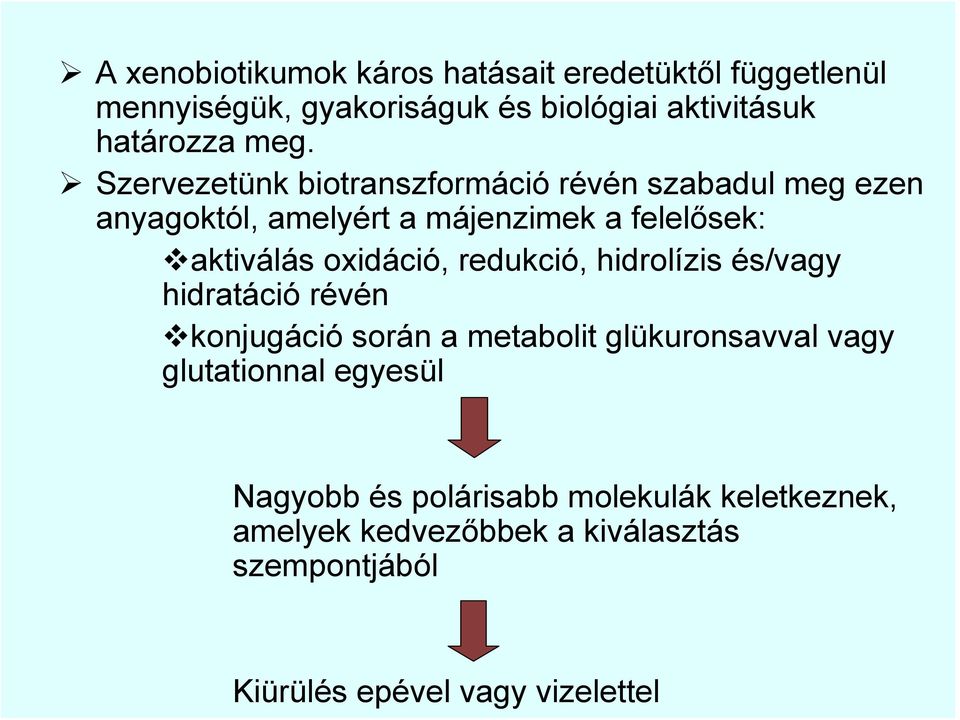 oxidáció, redukció, hidrolízis és/vagy hidratáció révén konjugáció során a metabolit glükuronsavval vagy glutationnal