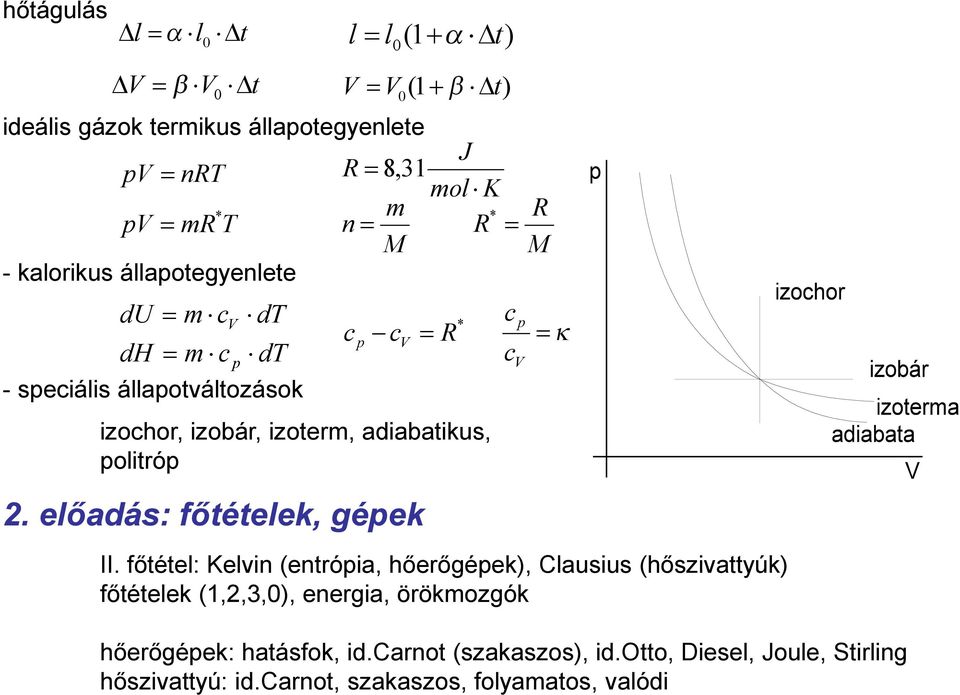 előadás: főtételek, gépek R n 8, 3 m M J mol K * R II.