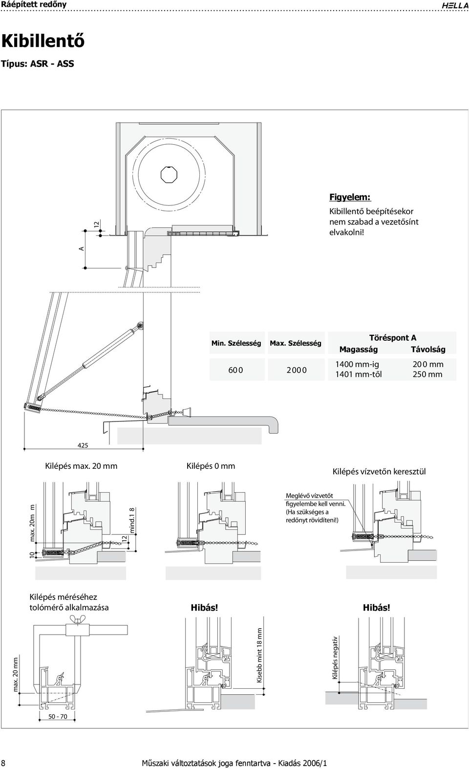 20 mm Kilépés 0 mm Kilépés vízvetőn keresztül max. 20m m 12 mind.1 8 Meglévő vízvetőt figyelembe kell venni.