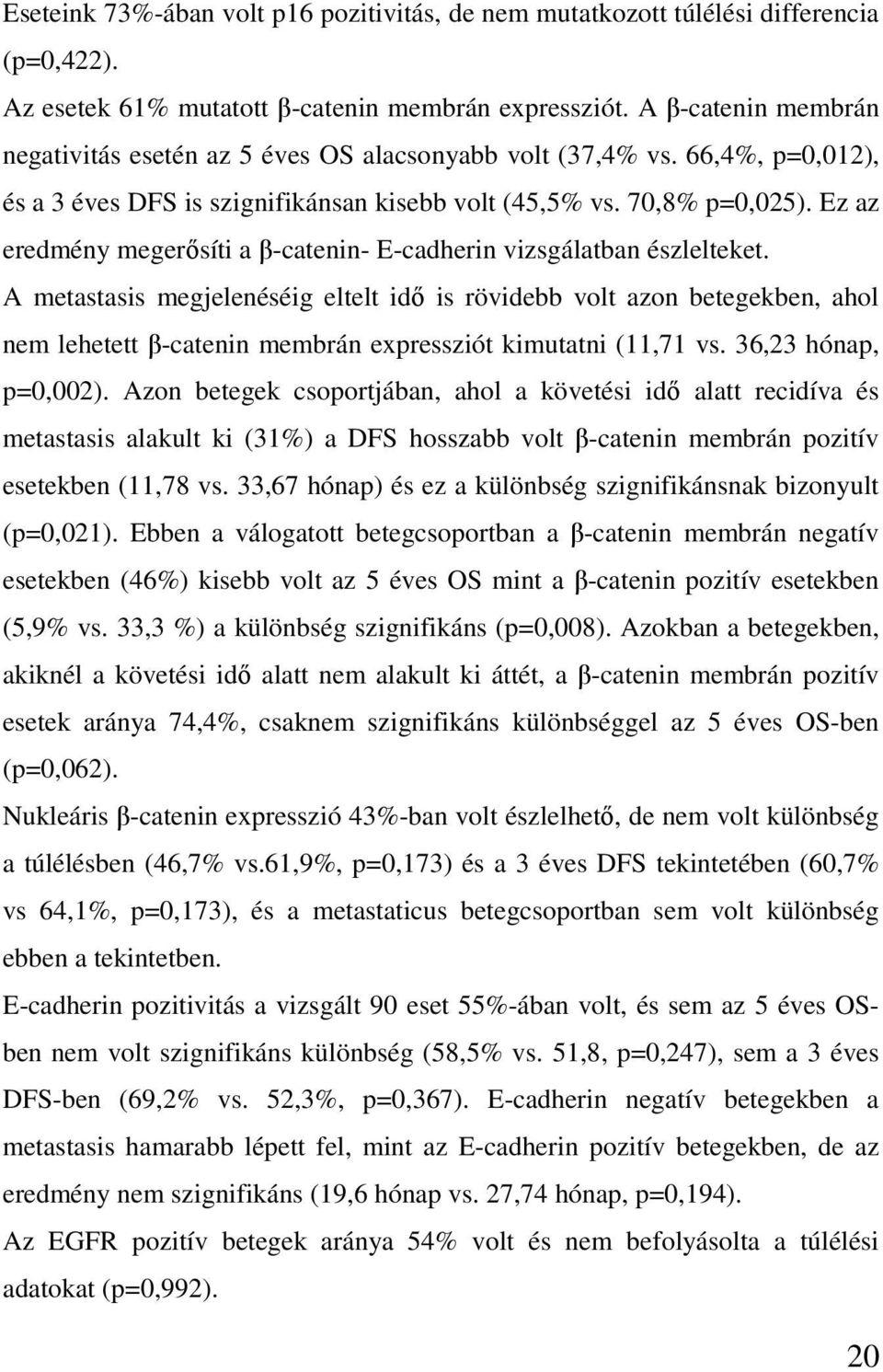 Ez az eredmény megerősíti a β-catenin- E-cadherin vizsgálatban észlelteket.