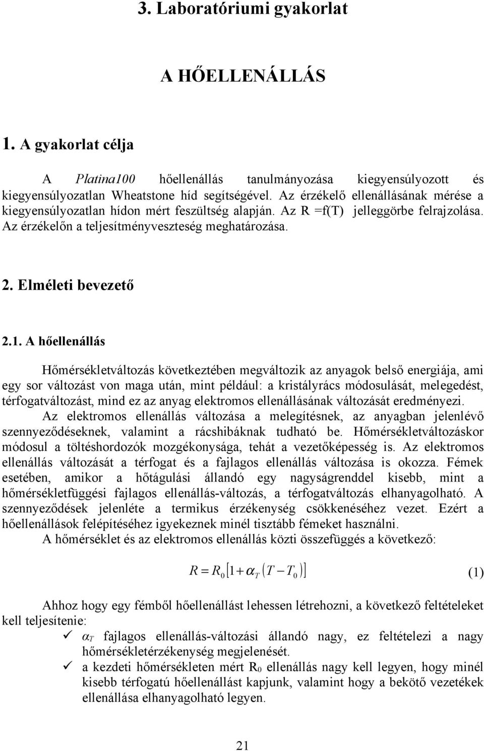 3. Laboratóriumi gyakorlat A HŐELLENÁLLÁS - PDF Free Download