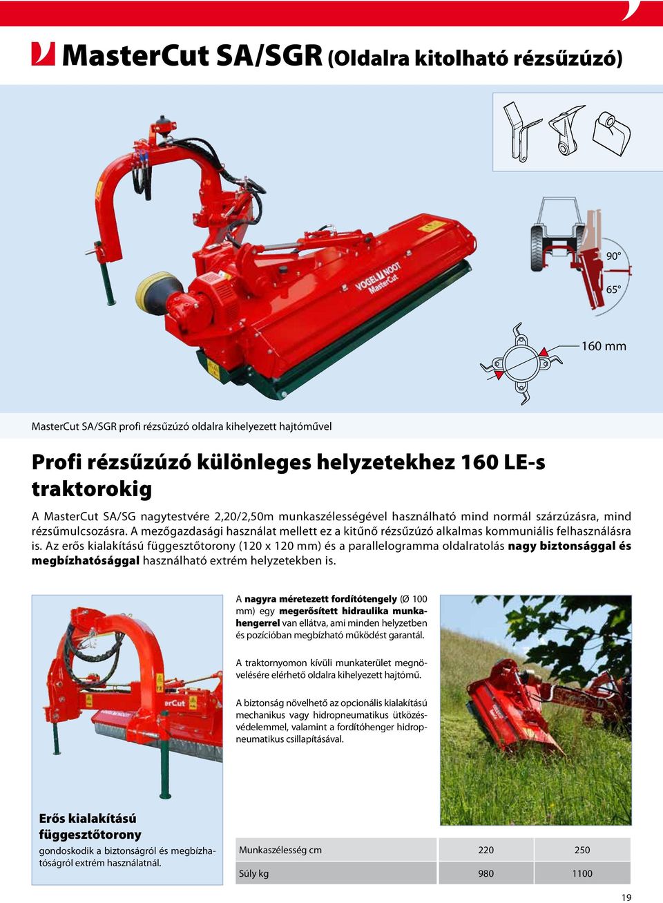 A mezőgazdasági használat mellett ez a kitűnő rézsűzúzó alkalmas kommuniális felhasználásra is.