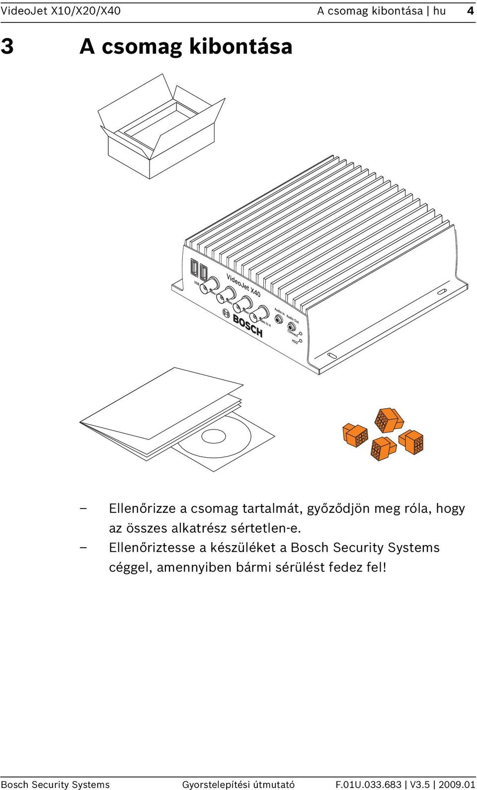 Ellenőriztesse a készüléket a Bosch Security Systems céggel, amennyiben bármi